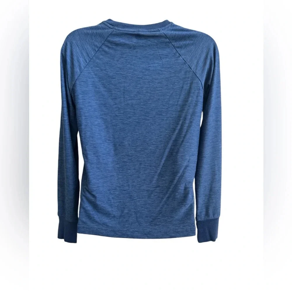 Athleta Girl Power of She Long Sleeve Heathered Blue Top, Size 12